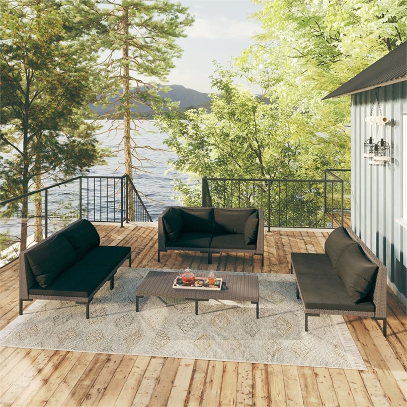 vidaXL 7 Piece Steel Garden Lounge Set in Gray