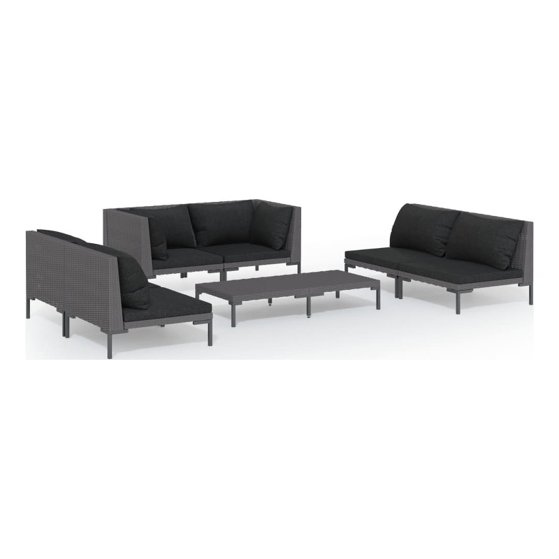 vidaXL 7 Piece Steel Garden Lounge Set in Gray