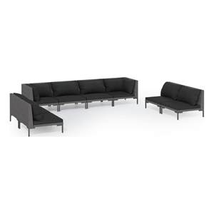 vidaXL 8 Piece Steel Garden Lounge Set in Black/Gray