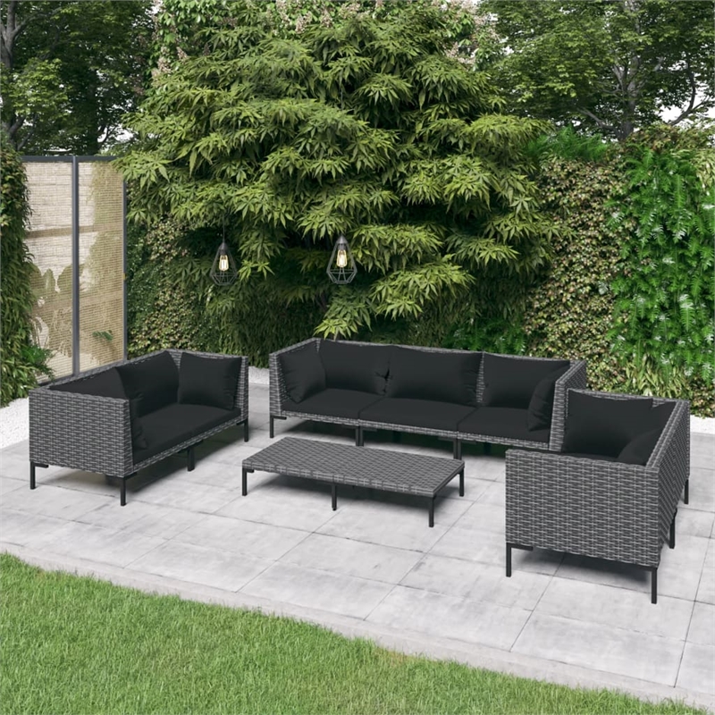 vidaXL 8 Piece Garden Lounge Set in Black/Gray