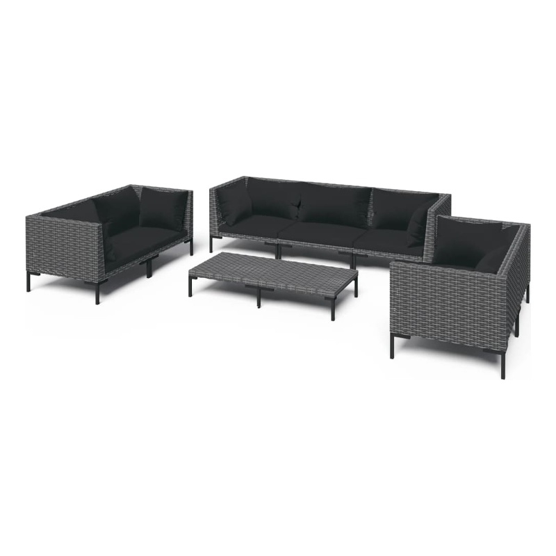 vidaXL 8 Piece Garden Lounge Set in Black/Gray