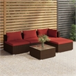 vidaXL 5 Piece Steel Small Garden Lounge Set in Brown