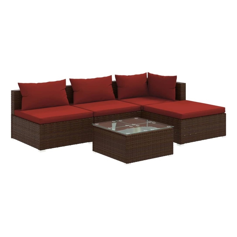 vidaXL 5 Piece Steel Small Garden Lounge Set in Brown