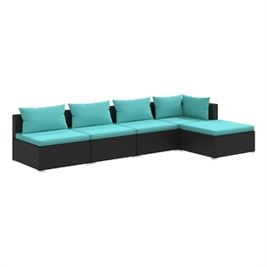 vidaXL 5 Piece Garden Lounge Set in Black/Blue
