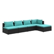 vidaXL 5 Piece Garden Lounge Set in Black/Blue