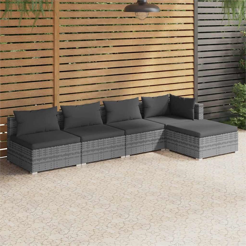 vidaXL 5 Piece Steel Garden Lounge Set in Gray