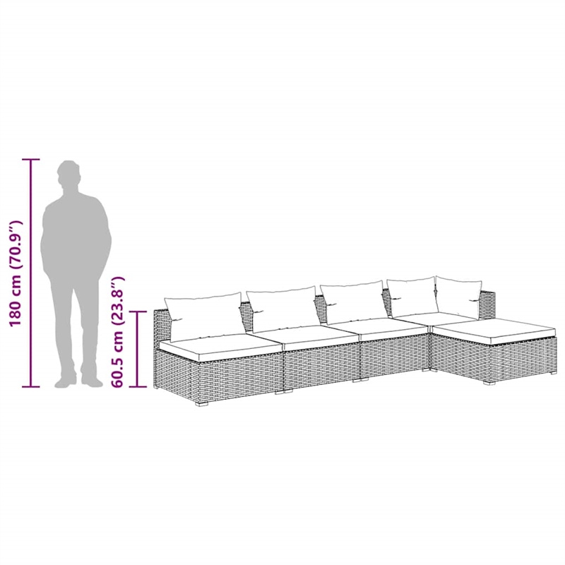 vidaXL 5 Piece Steel Garden Lounge Set in Gray