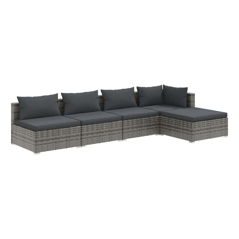 vidaXL 5 Piece Steel Garden Lounge Set in Gray