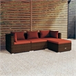 vidaXL 4 Piece Steel Garden Lounge Set in Red/Brown
