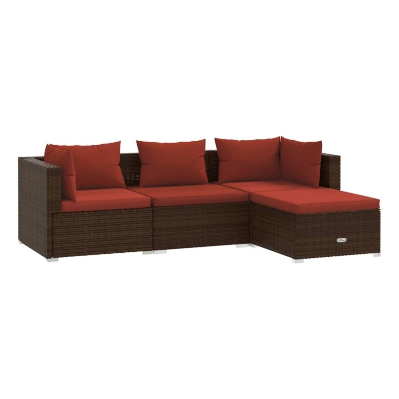 vidaXL 4 Piece Steel Garden Lounge Set in Red/Brown