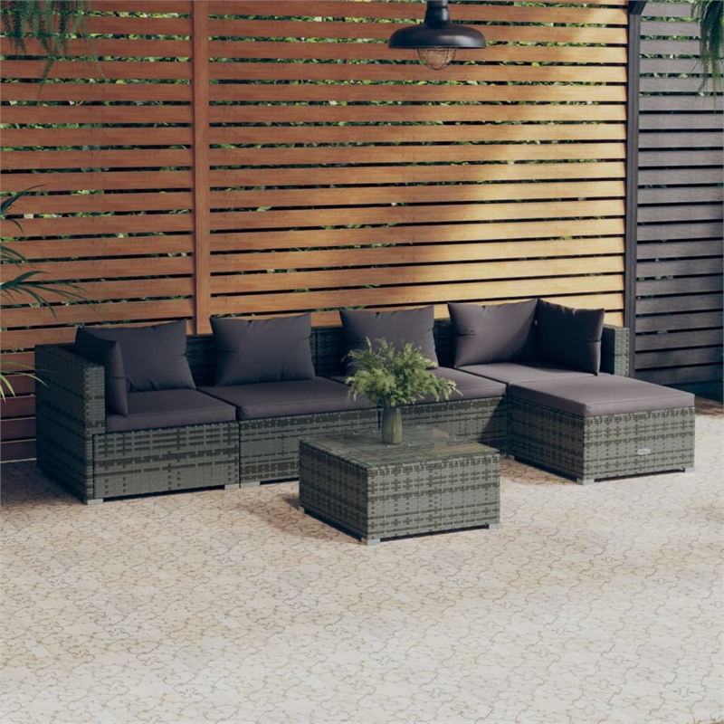 vidaXL 6 Piece Steel Garden Lounge Set in Gray