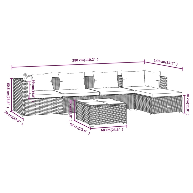 vidaXL 6 Piece Steel Garden Lounge Set in Gray
