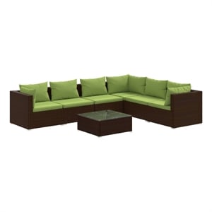 vidaXL 7 Piece Steel Lounge Set in Green/Brown