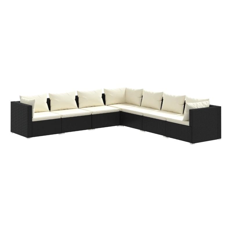 vidaXL 7 Piece Garden Lounge Set in Black/Cream