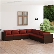 vidaXL 7 Piece Poly Rattan Garden Lounge Set in Brown