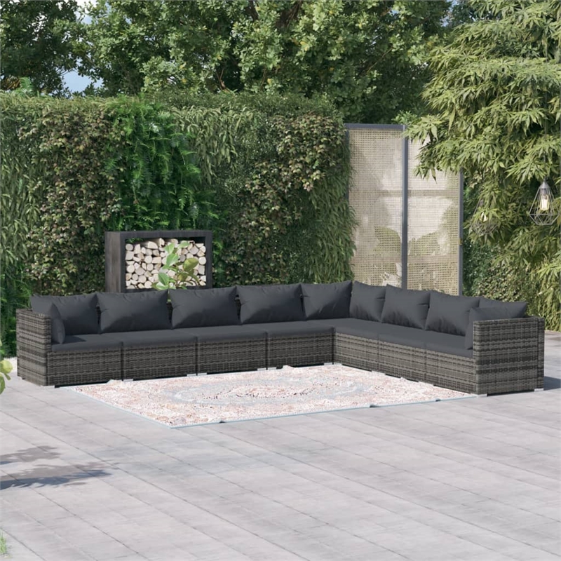 vidaXL 8 Piece Steel Garden Lounge Set in Gray