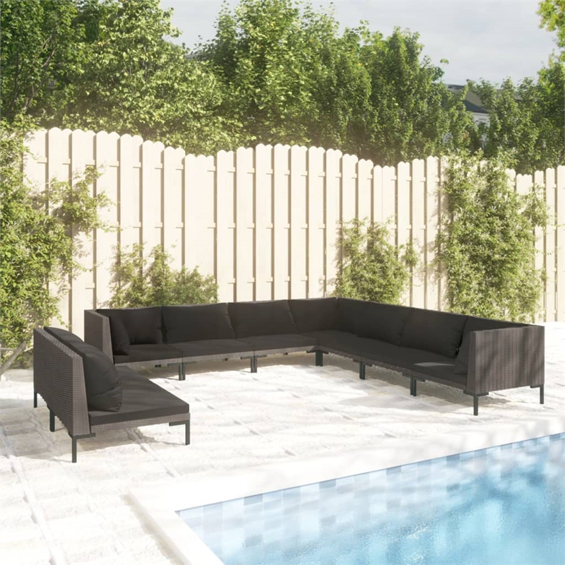 vidaXL 9 Piece Steel Garden Lounge Set in Gray
