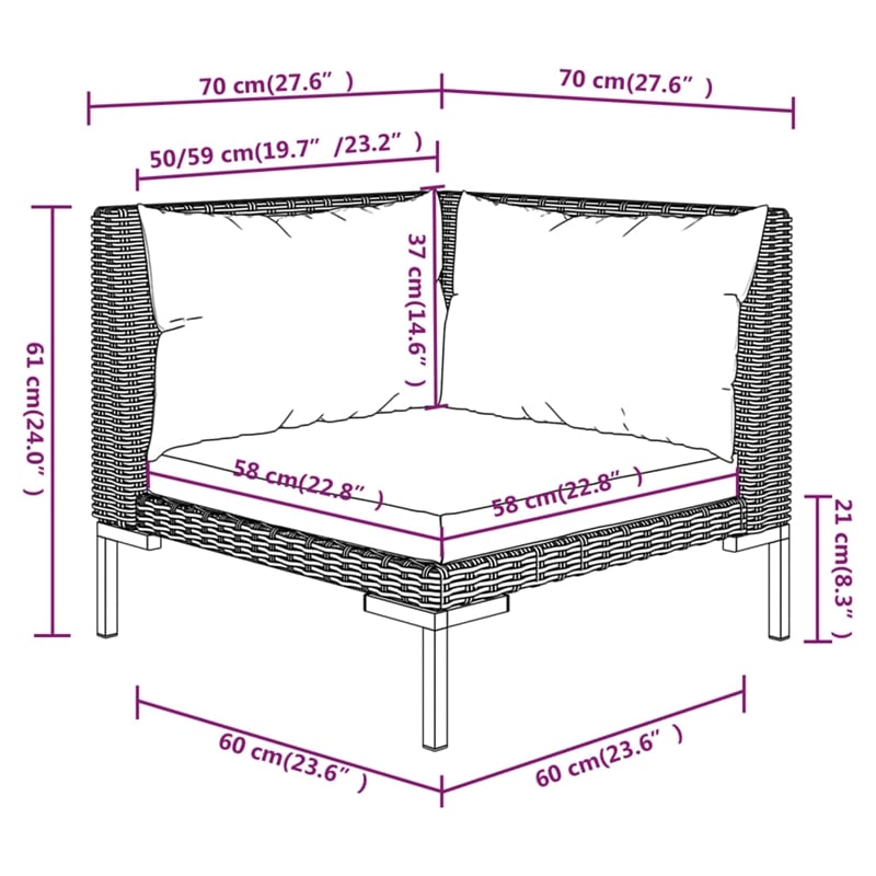 vidaXL 9 Piece Steel Garden Lounge Set in Gray