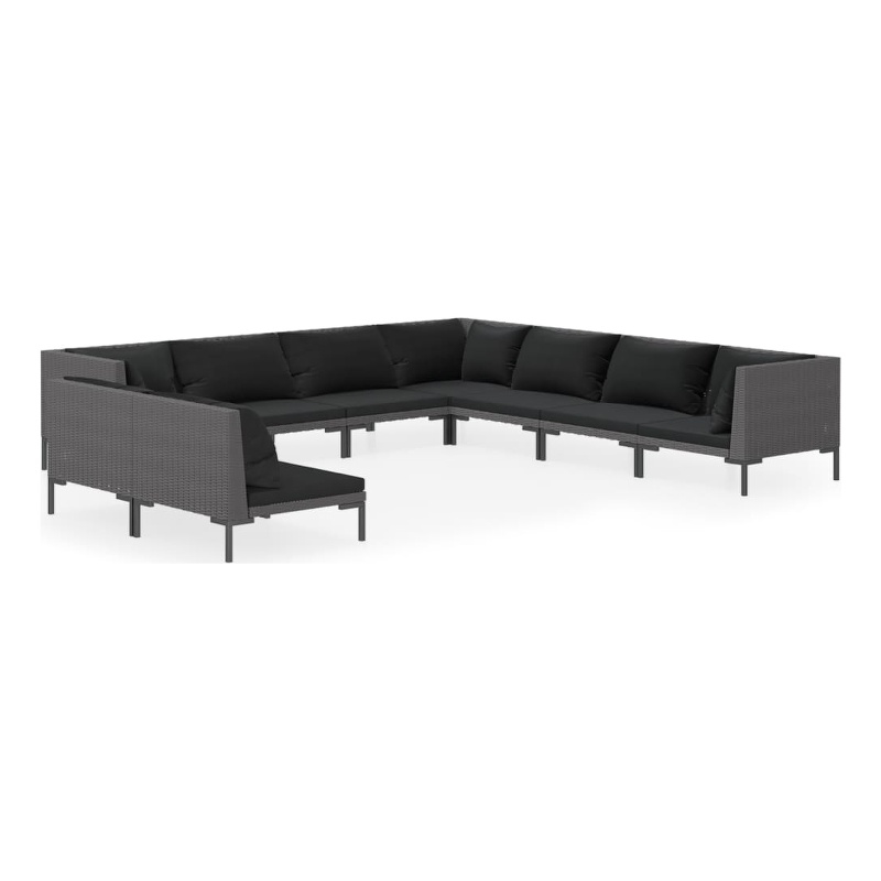 vidaXL 9 Piece Steel Garden Lounge Set in Gray
