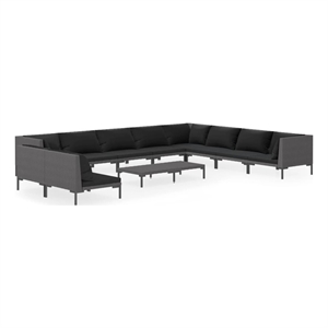 vidaXL 11 Piece Small Garden Lounge Set in Black/Gray