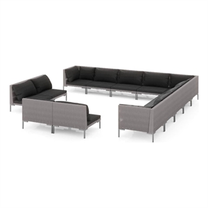 vidaXL 13 Piece Steel Garden Lounge Set in Black/Gray