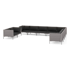 vidaXL 10 Piece Poly Rattan Garden Lounge Set in Gray