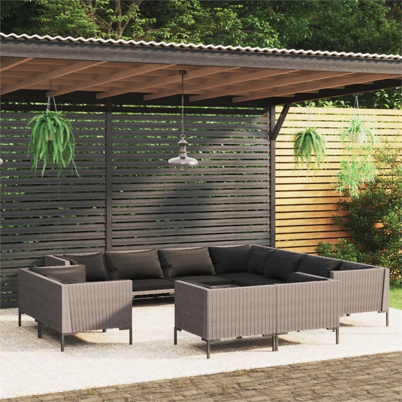 vidaXL 11 Piece Steel Garden Lounge Set in Gray