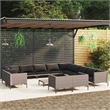 vidaXL 14 Piece Poly Rattan Garden Lounge Set in Black/Gray
