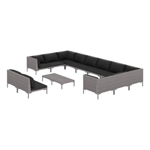 vidaXL 13 Piece Steel Garden Lounge Set in Black/Gray