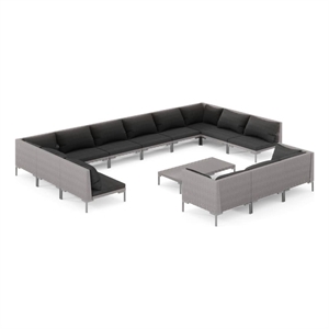 vidaXL 14 Piece Steel Garden Lounge Set in Gray