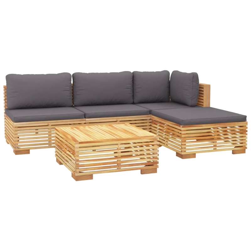 vidaXL 5 Piece Wood Garden Lounge Set in Gray