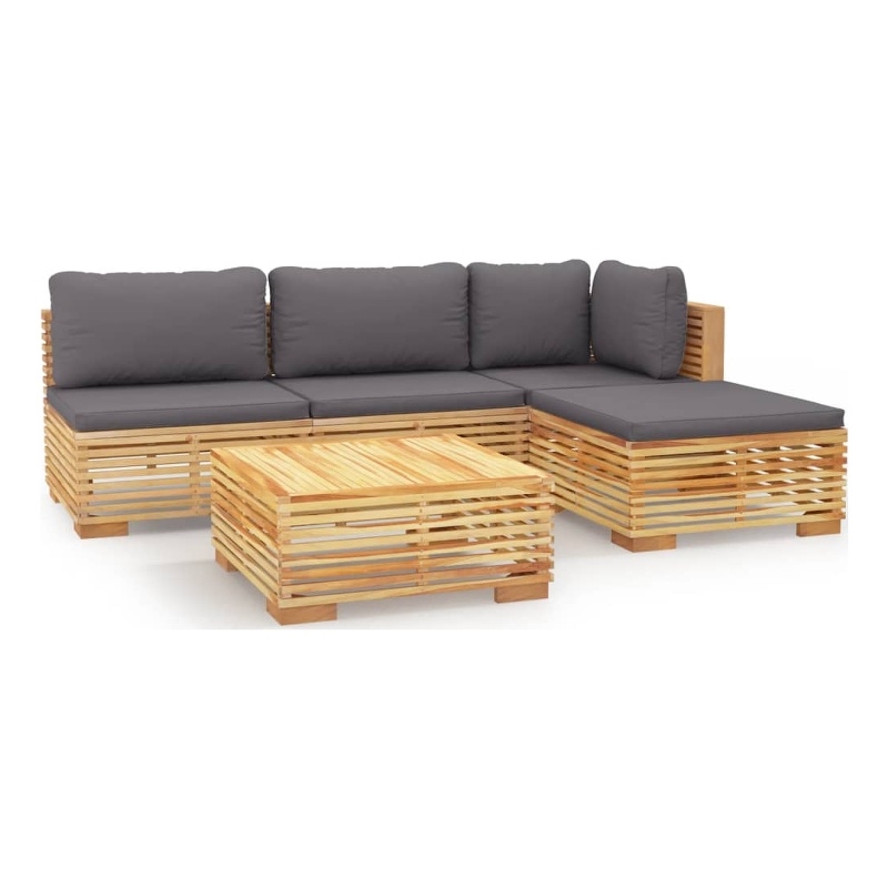 vidaXL 5 Piece Wood Garden Lounge Set in Gray
