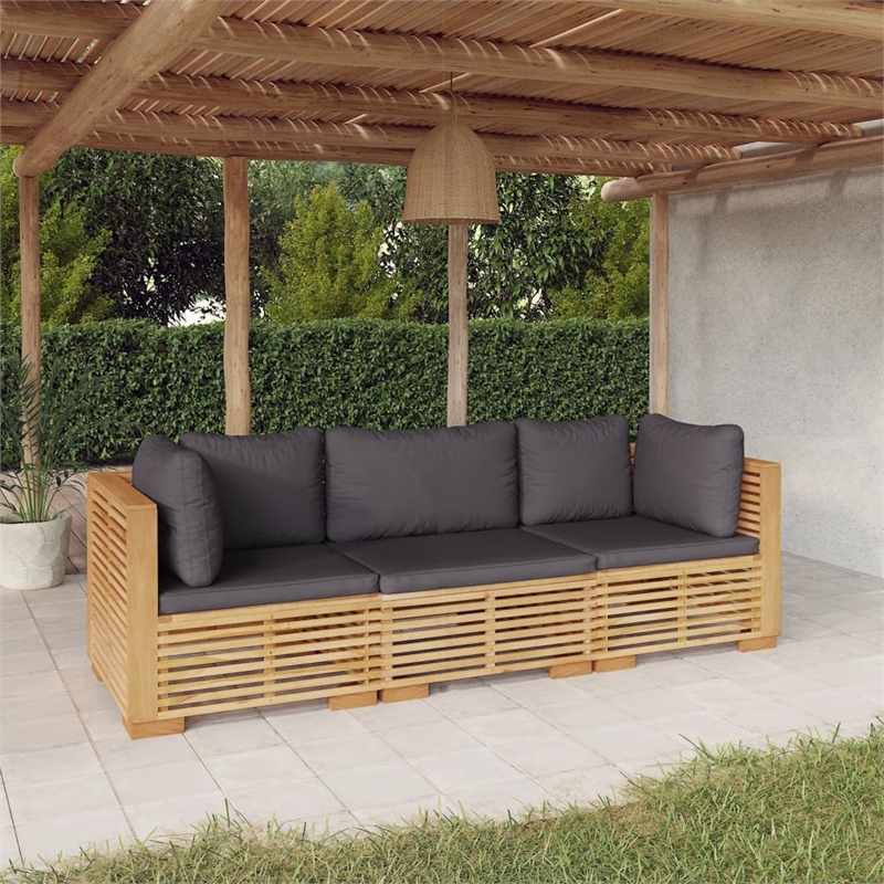 vidaXL 3 Piece Wood Garden Lounge Set in Gray