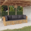 vidaXL 3 Piece Wood Garden Lounge Set in Gray