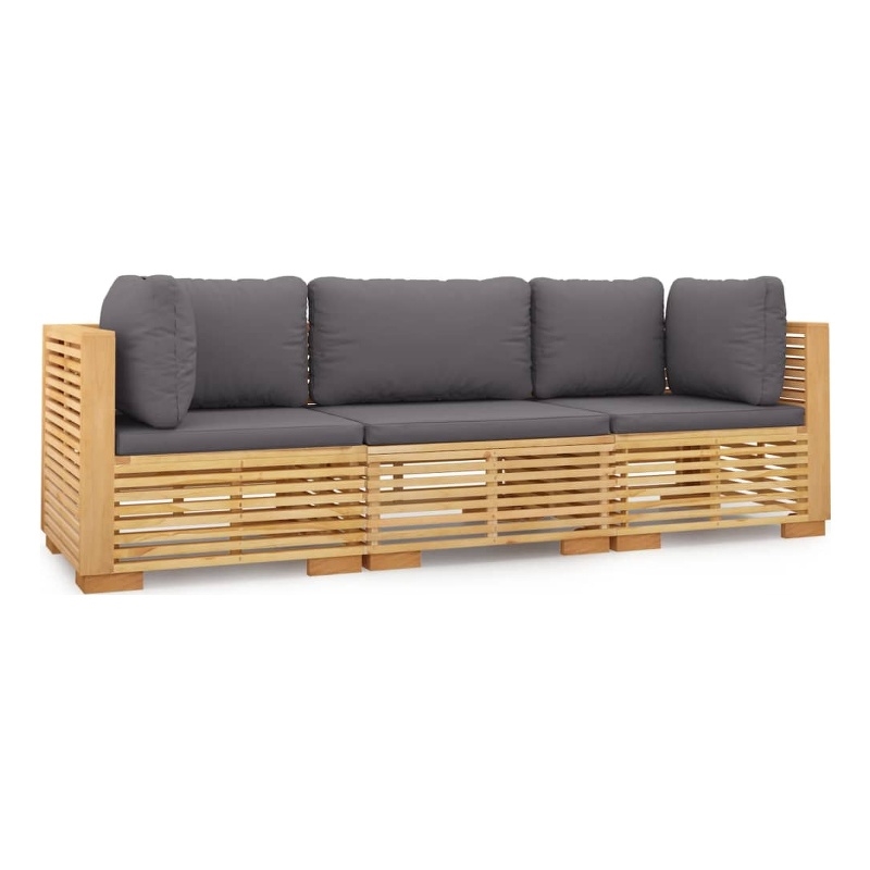 vidaXL 3 Piece Wood Garden Lounge Set in Gray
