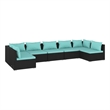 vidaXL 7 Piece Steel Garden Lounge Set in Black/Blue