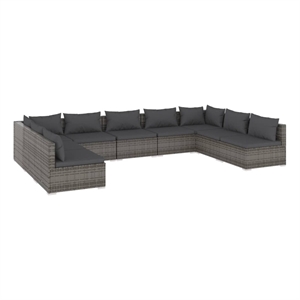 vidaXL 9 Piece Steel Garden Lounge Set in Gray/Anthracite