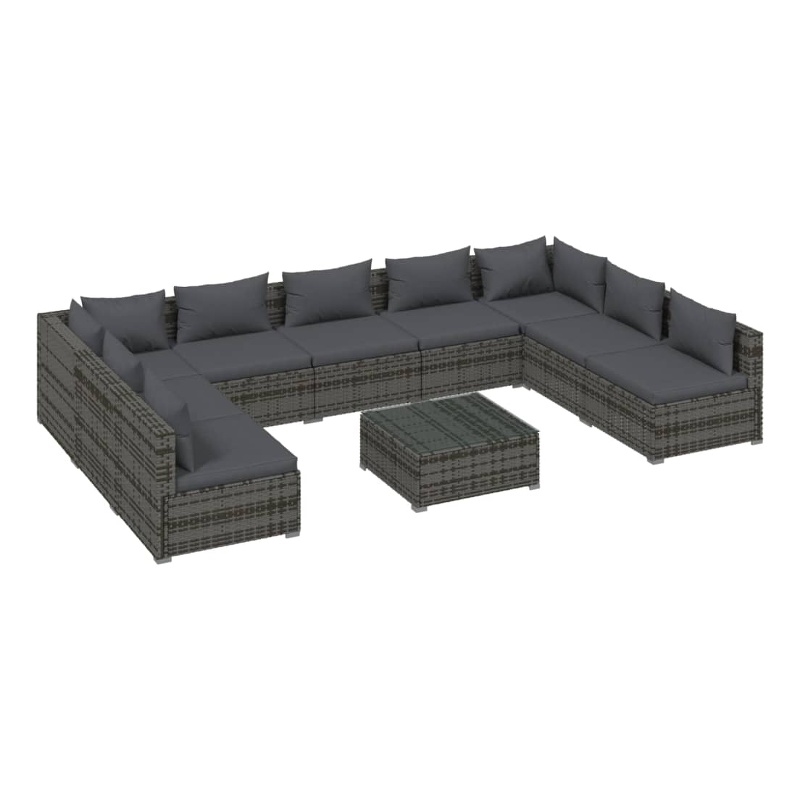vidaXL 10 Piece Steel Garden Lounge Set in Gray