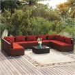 vidaXL 10 Piece Steel Garden Lounge Set in Red/Brown