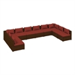 vidaXL 10 Piece Garden Lounge Set in Red/Brown