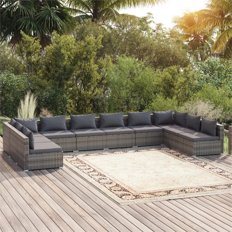 vidaXL 10 Piece Steel Garden Lounge Set in Gray