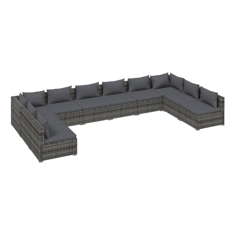 vidaXL 10 Piece Steel Garden Lounge Set in Gray