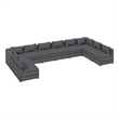 vidaXL 10 Piece Steel Garden Lounge Set in Gray