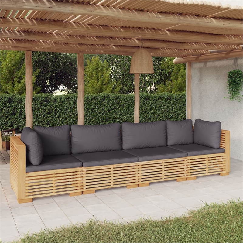 vidaXL 4 Piece Wood Small Garden Lounge Set in Gray