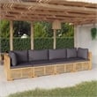 vidaXL 4 Piece Wood Small Garden Lounge Set in Gray