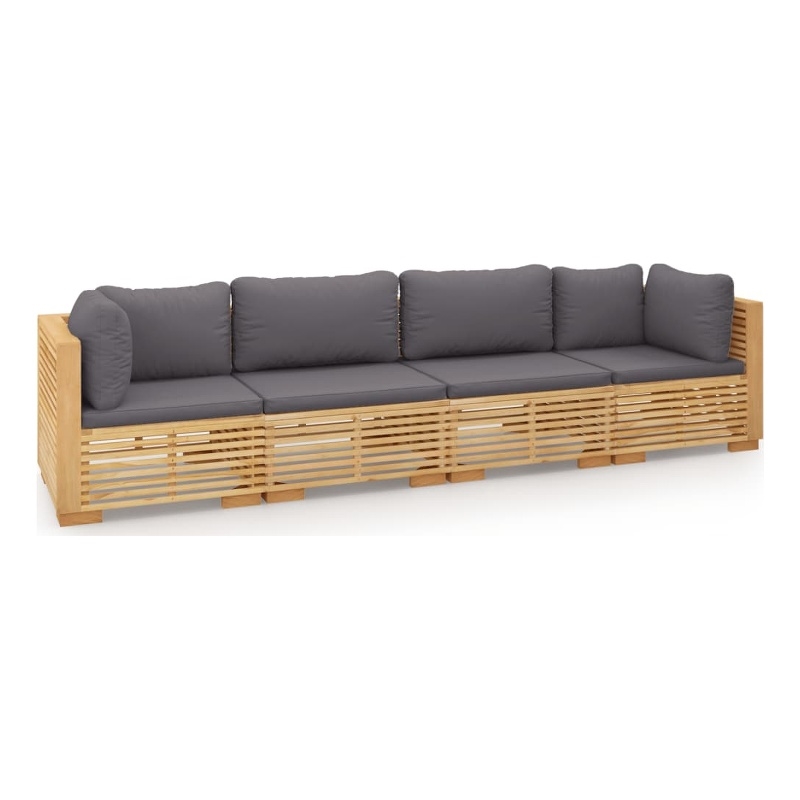 vidaXL 4 Piece Wood Small Garden Lounge Set in Gray