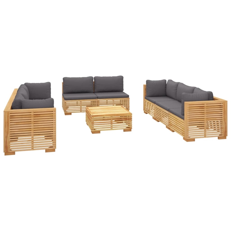 vidaXL 9 Piece Wood Garden Lounge Set in Gray