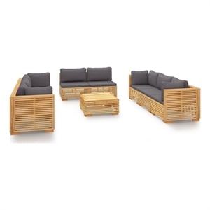 vidaXL 9 Piece Wood Garden Lounge Set in Gray