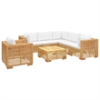 vidaXL 7 Piece Wood Medium Garden Lounge Set in Cream