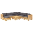 vidaXL 9 Piece Wood Standard Garden Lounge Set in Gray